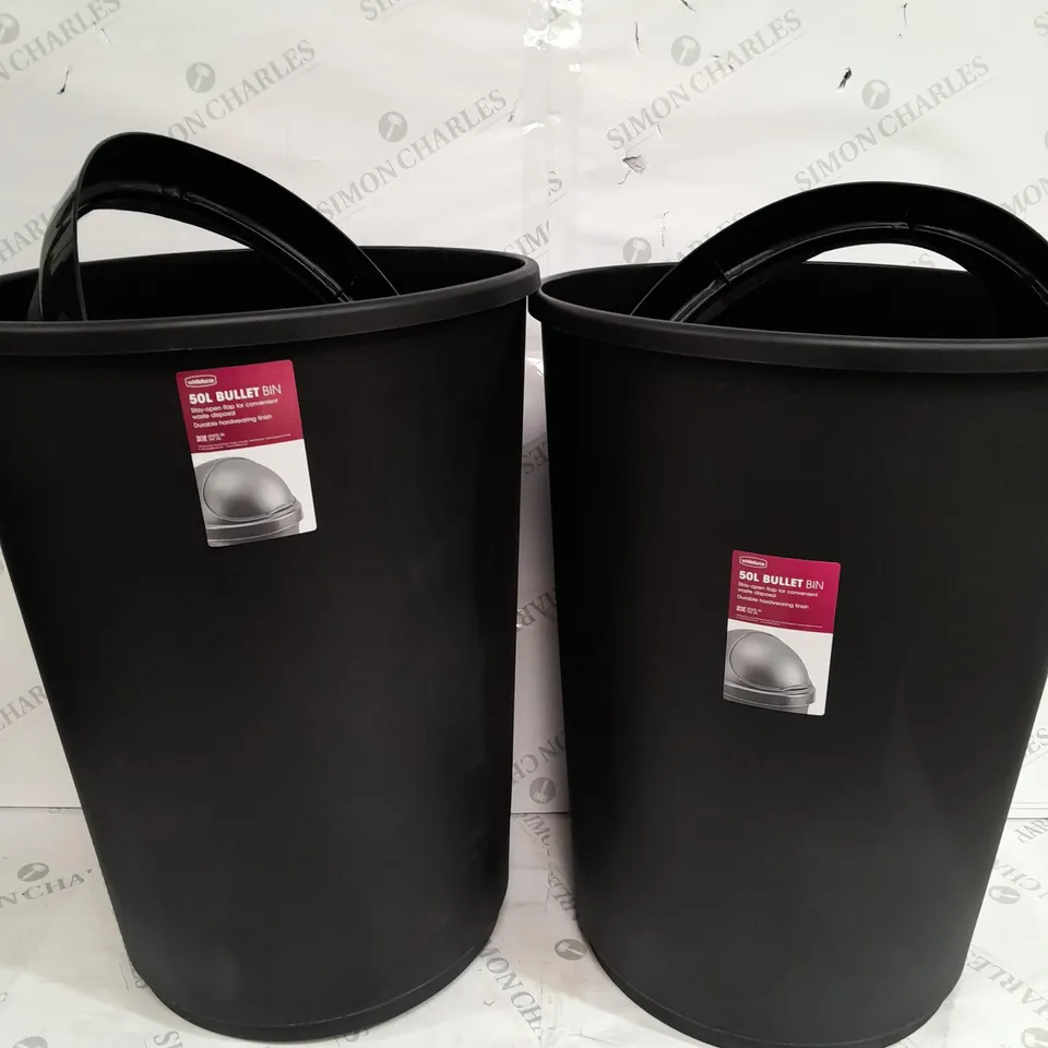 SET OF 2 WHITE FURZE 50L BULLET BIN 