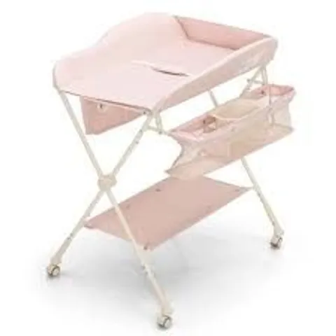 BOXED ADJUSTABLE BABY CHANGING TABLE WITH ONE-CLICK FOLDING DESIGN - PINK