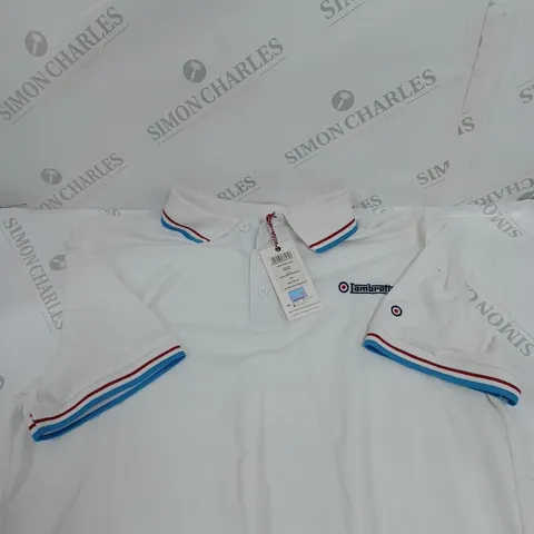 LAMBRETTA TWIN TIPPED POLO IN WHITE - L