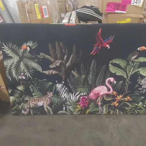 JUNGLE PARADISE ANIMALS BLACK - WRAPPED CANVAS GRAPHIC ART 