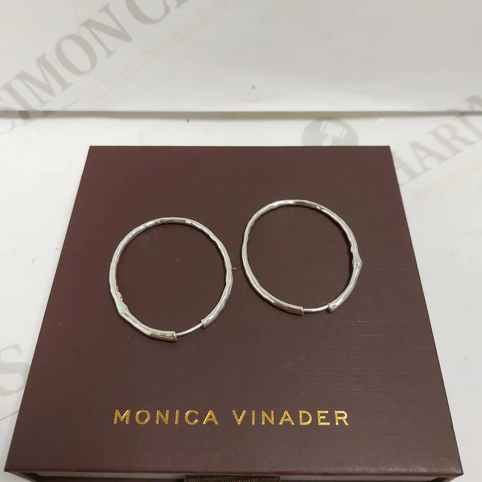 BOXED MONICA VINADER SILVER EFFECT LOOP EARRINGS