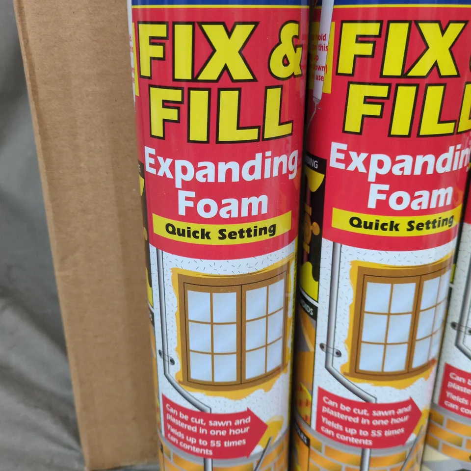 LOT OF 12 EVERBUILD FIX & FILL 750ML EXPANDING FOAMS