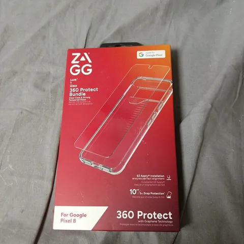 BOX OF APPROXIMATELY  50 ZAGG 360 PROTECT BUNDLE FOR GOOGLE PIXEL 8 – SCREEN PROTECTORS & CLEAR CASE