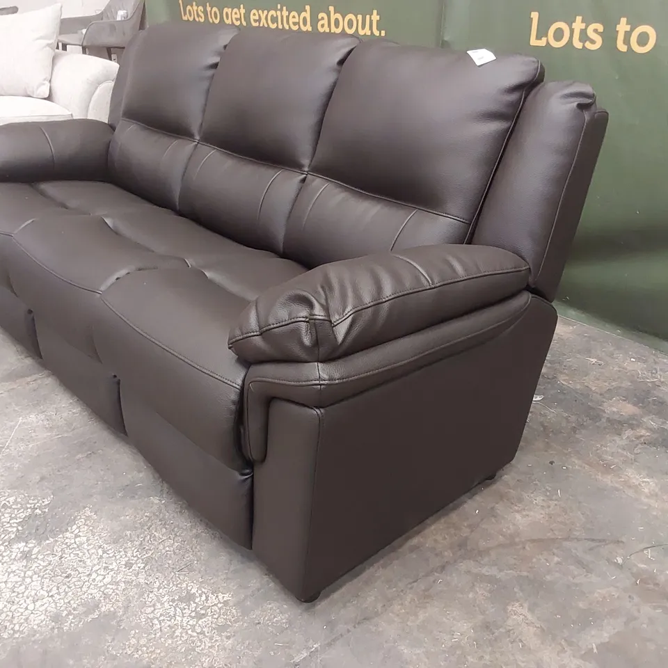 QUALITY DESIGNER BLACK FAUX LEATHER ALBION FIXED 3 SEATER SOFA  RRP £699