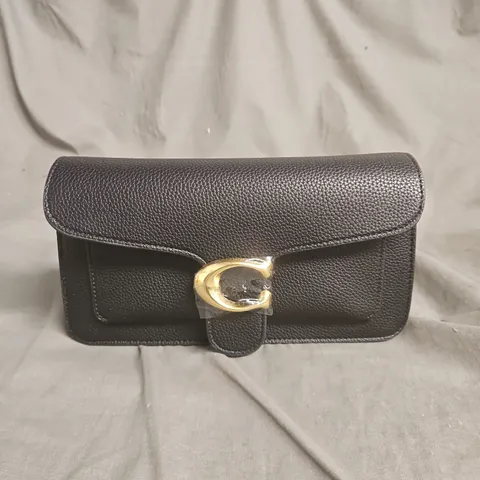 COACH BLACK PEBBLED LEATHER SHOULDER BAG WITH GOLD HORSEBIT CLASP