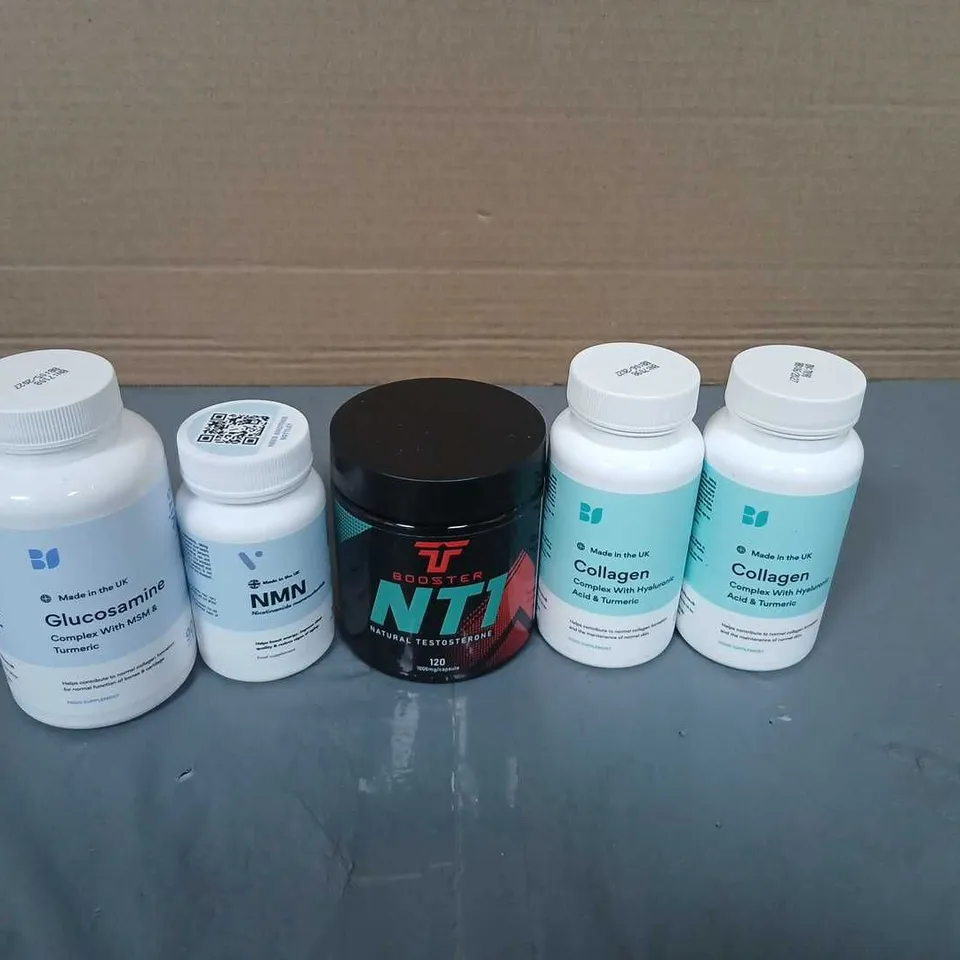 APPROXIMATELY 30 ASSORTED VITAMINS AND DIETARY SUPPLEMENTS BUNDLE INCLUDING MACUDOPA NIGHT, NMN, GLUCOSAMINE, COLLAGEN AND TESTOSTERONE BOOSTER