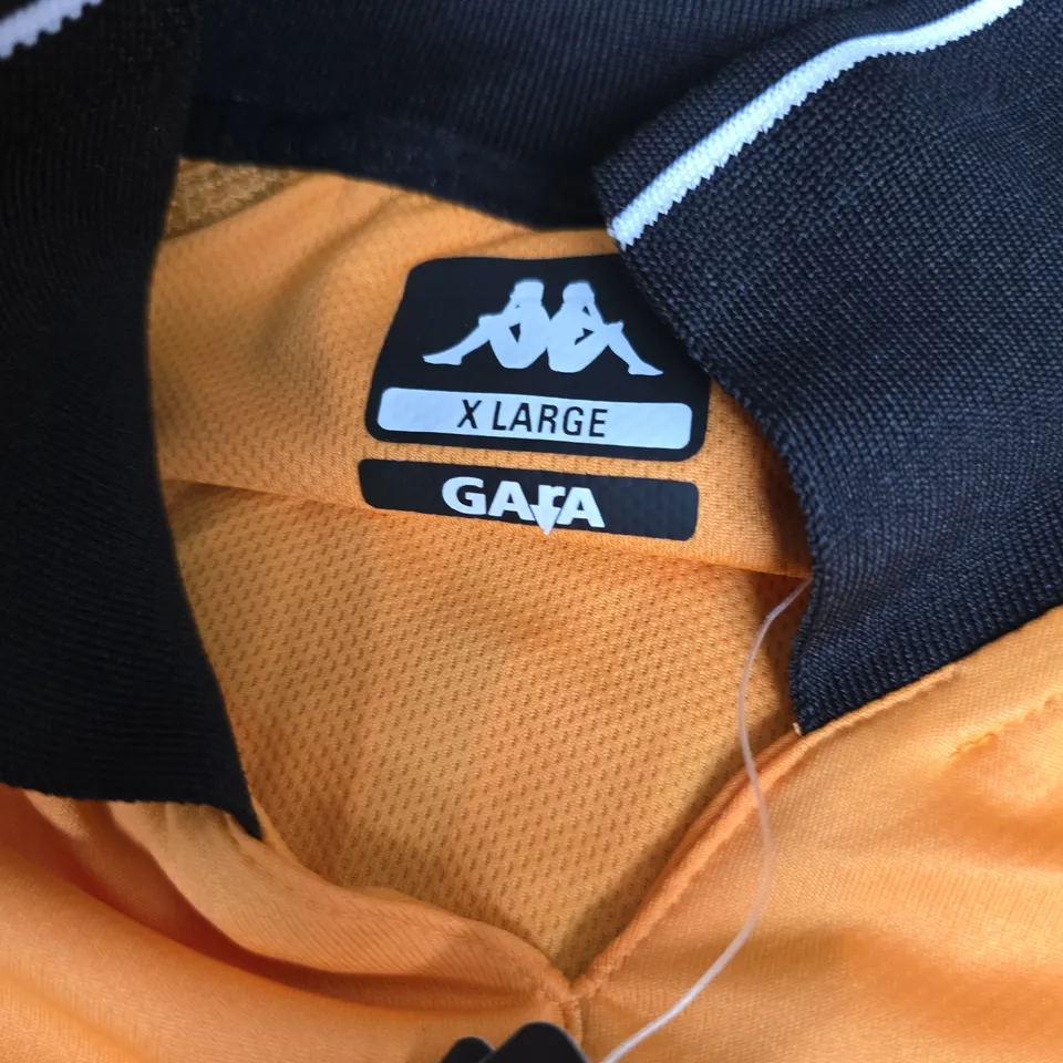 HULL CITY HOME JERSEY 2025-26 - ORANGE WITH TIGER-STRIPE SLEEVES, KAPPA LOGO, CORENDON SPONSOR - SIZE XL