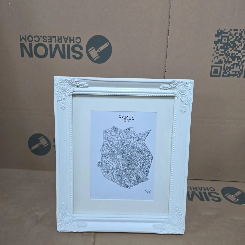 PARIS CITY MAP PRINT IN ORNATE WHITE FRAME (CASA CHIC)