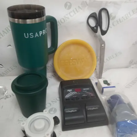 BOX OF APPROXIMATELY 15 ASSORTED COSMETIC ITEMS TO INCLUDE - BIG BOTTLE, BEESWAX, SCISSORS ETC 