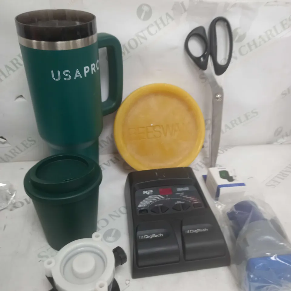 BOX OF APPROXIMATELY 15 ASSORTED COSMETIC ITEMS TO INCLUDE - BIG BOTTLE, BEESWAX, SCISSORS ETC 