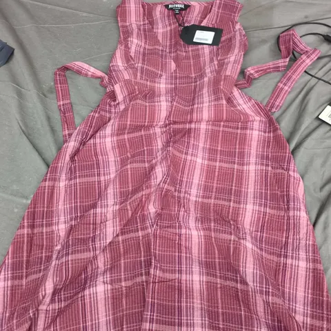 JUSTURBIA ZORRA COTTON CHECK MIDI DRESS – PINK PLAID, UK12