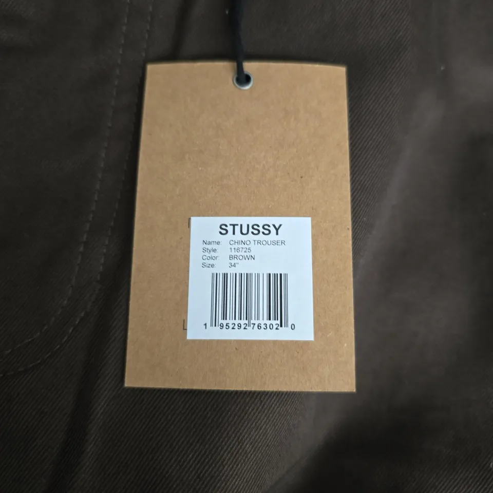 STUSSY CHINO TROUSERS – BROWN, SIZE 34 (MEN'S)