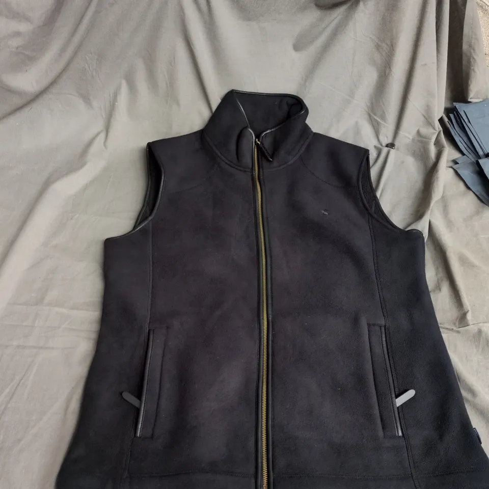 JOULES BLACK FLEECE GILET – ZIP FRONT WITH SIDE POCKETS – UK LARGE