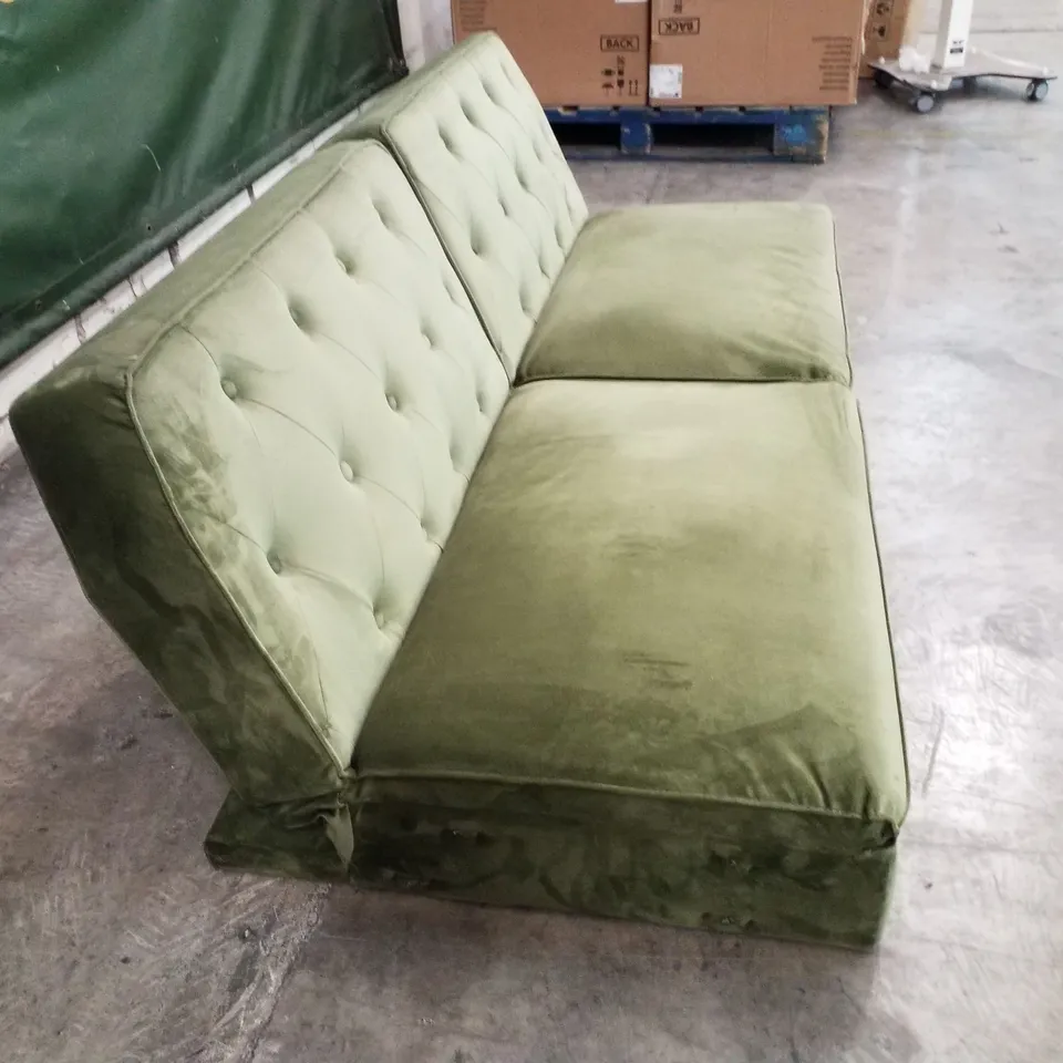 QUALITY DESIGNER 2.5 SEATER CLIC CLAC SOFA - OLIVE GREEN FABRIC
