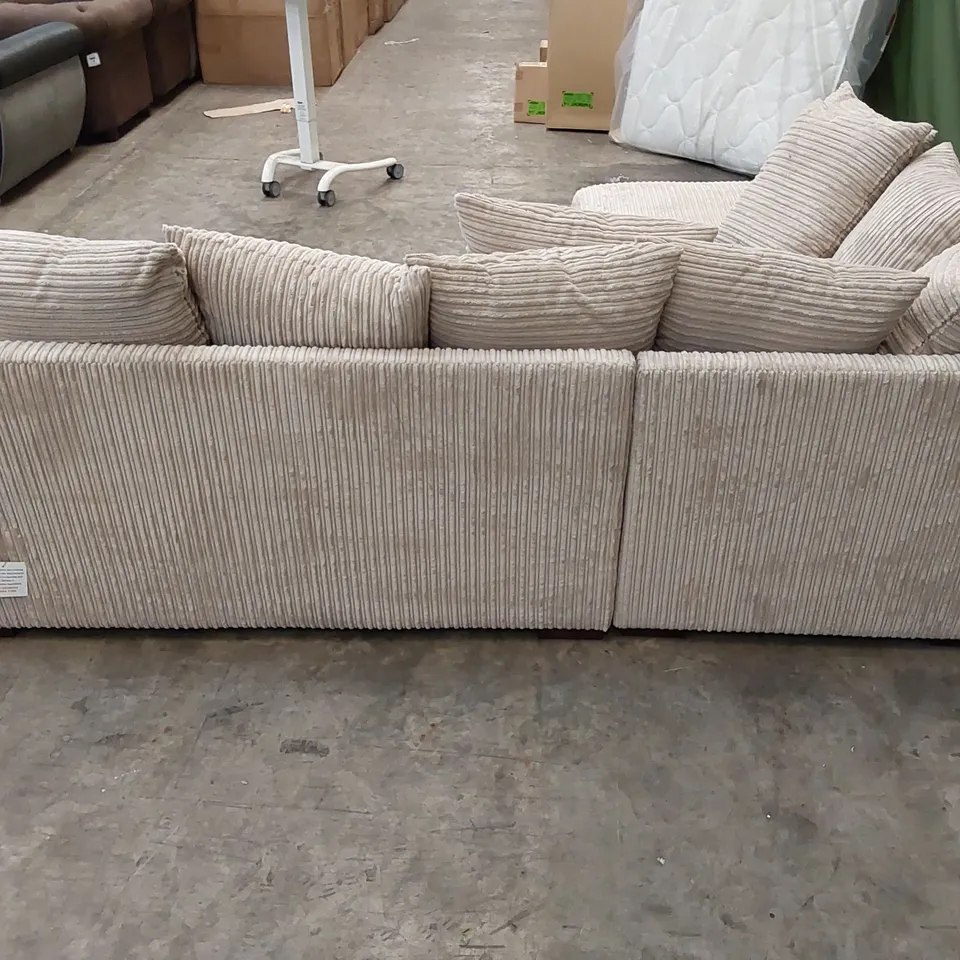 QUALITY DESIGNER AMALFI FABRIC UPHOLSTERED SCATTERBACK CORNER CHAISE SOFA 