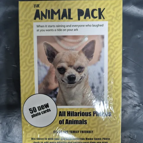 BOX OF APPROXIMATELY 40 SEALED ANIMAL PHOTO CARD PACKS FOR THE CHRISTIAN MEME GAME