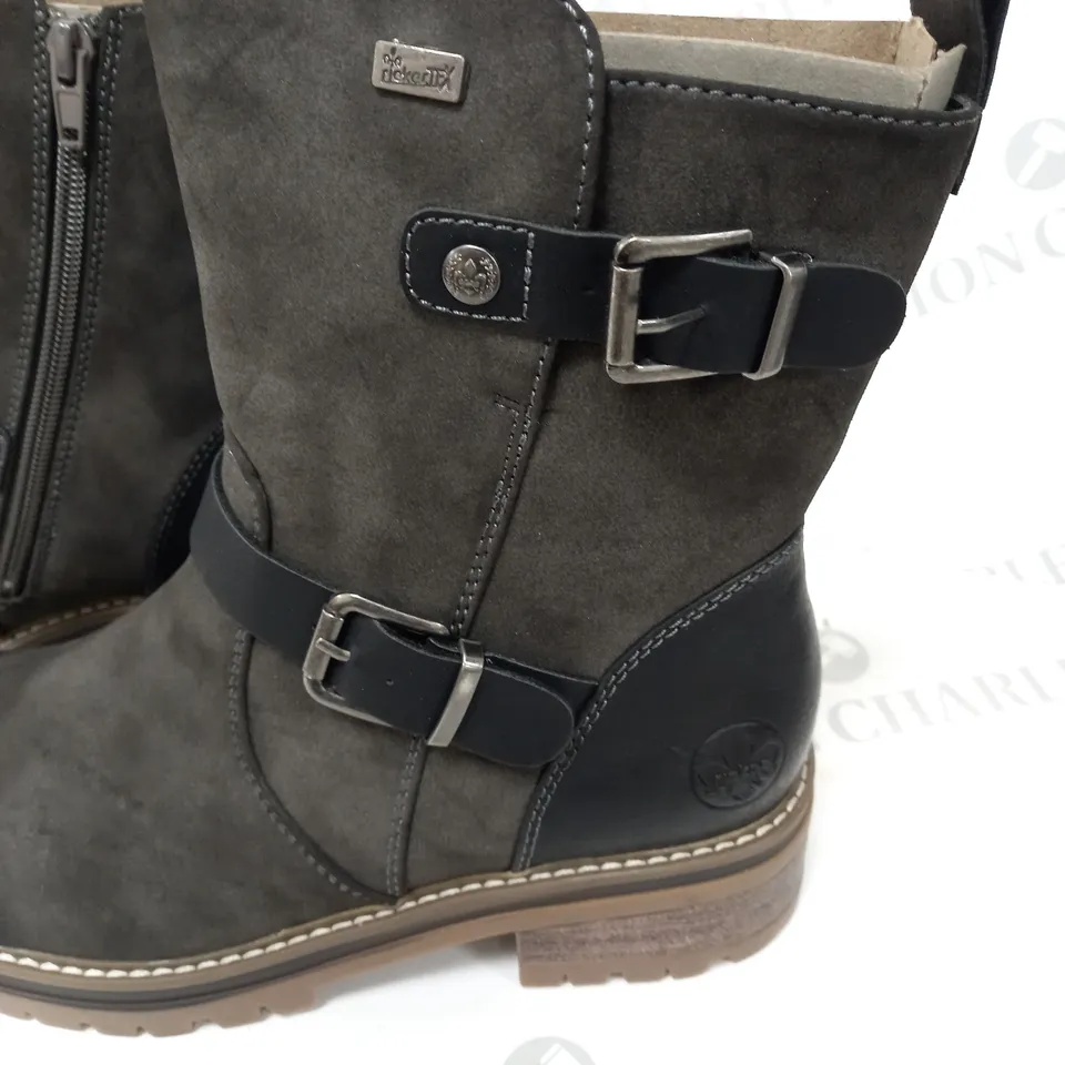 RIEKER BROWN BUCKLE DETAIL BOOTS - 39