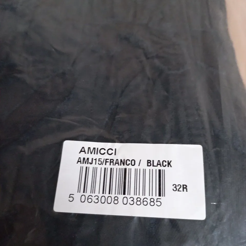 AMICCI FRANCO BLACK TROUSERS – AMJ15, SIZE 32R (REGULAR)