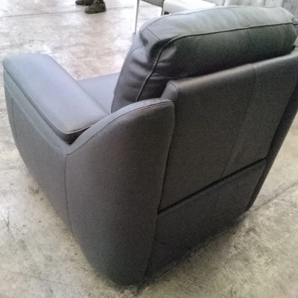 QUALITY ITALIAN DESIGNER PARMA NEW ELECTRIC RECLINER CHAIR - DARK GREY LEATHER 