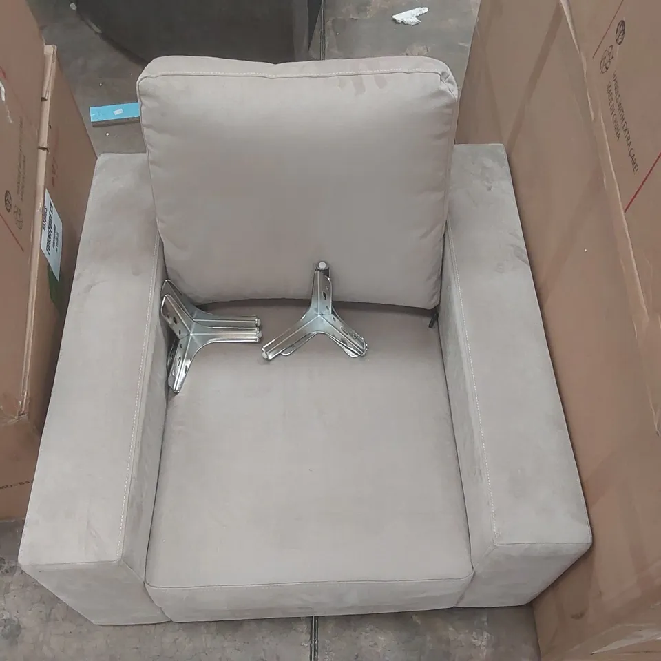 QUALITY DESIGNER VELVET UPHOLSTERED ARMCHAIR