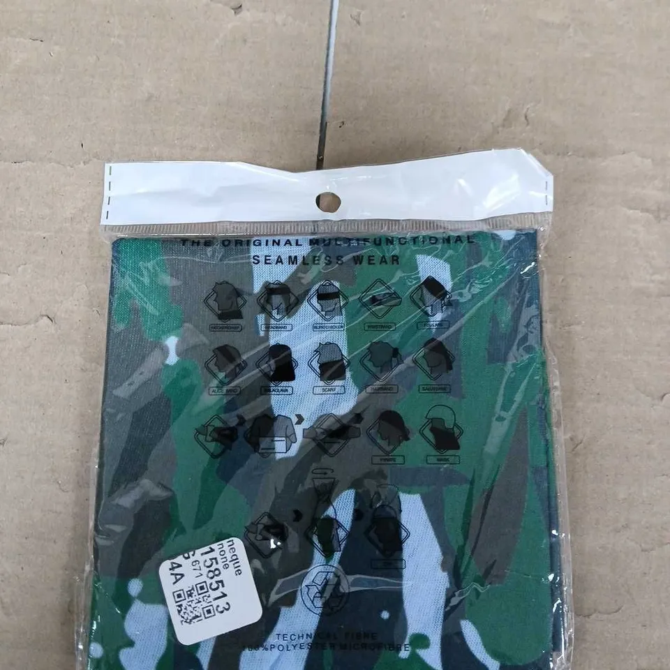 BOX OF APPROXIMATELY 90 THE ORIGINAL MULTIFUNCTIONAL SEAMLESS WEAR - GREEN CAMO