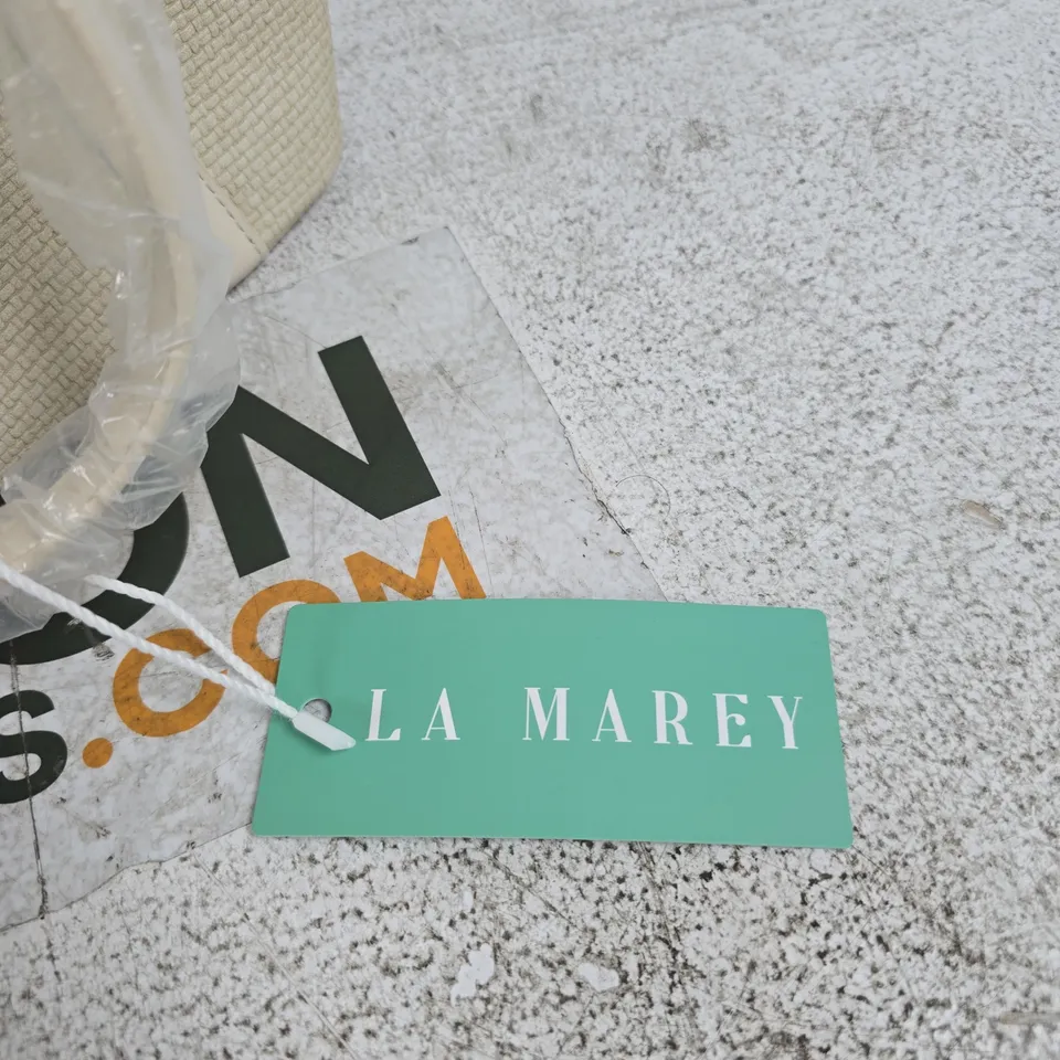 LA MAREY BEIGE WOVEN TOTE BAG