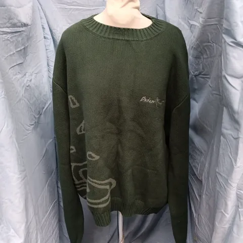 BROKEN PLANET HEAVYWEIGHT SWEATER IN GREEN - LARGE