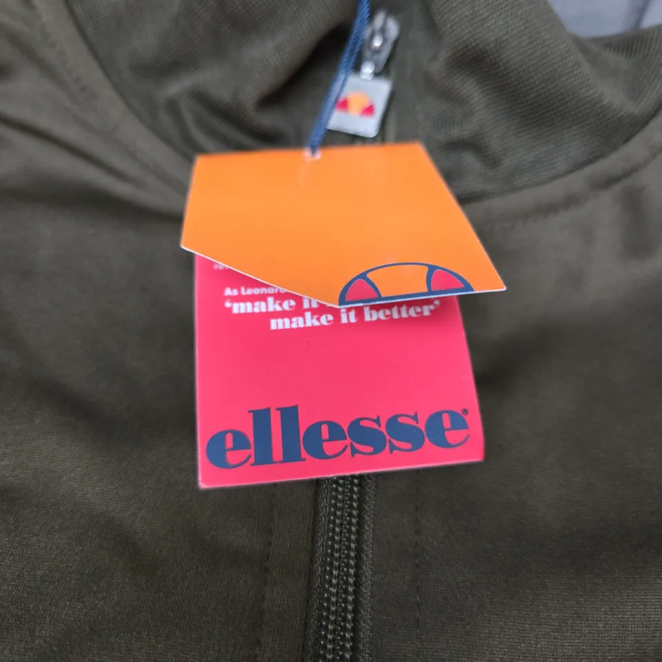 ELLESSE OLIVE GREEN ZIP-FRONT TRACK JACKET SIZE M