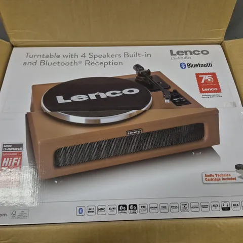 BOXED LENCO LS-430BN BLUETOOTH TURNTABLE WITH BUILT IN SPEAKERS
