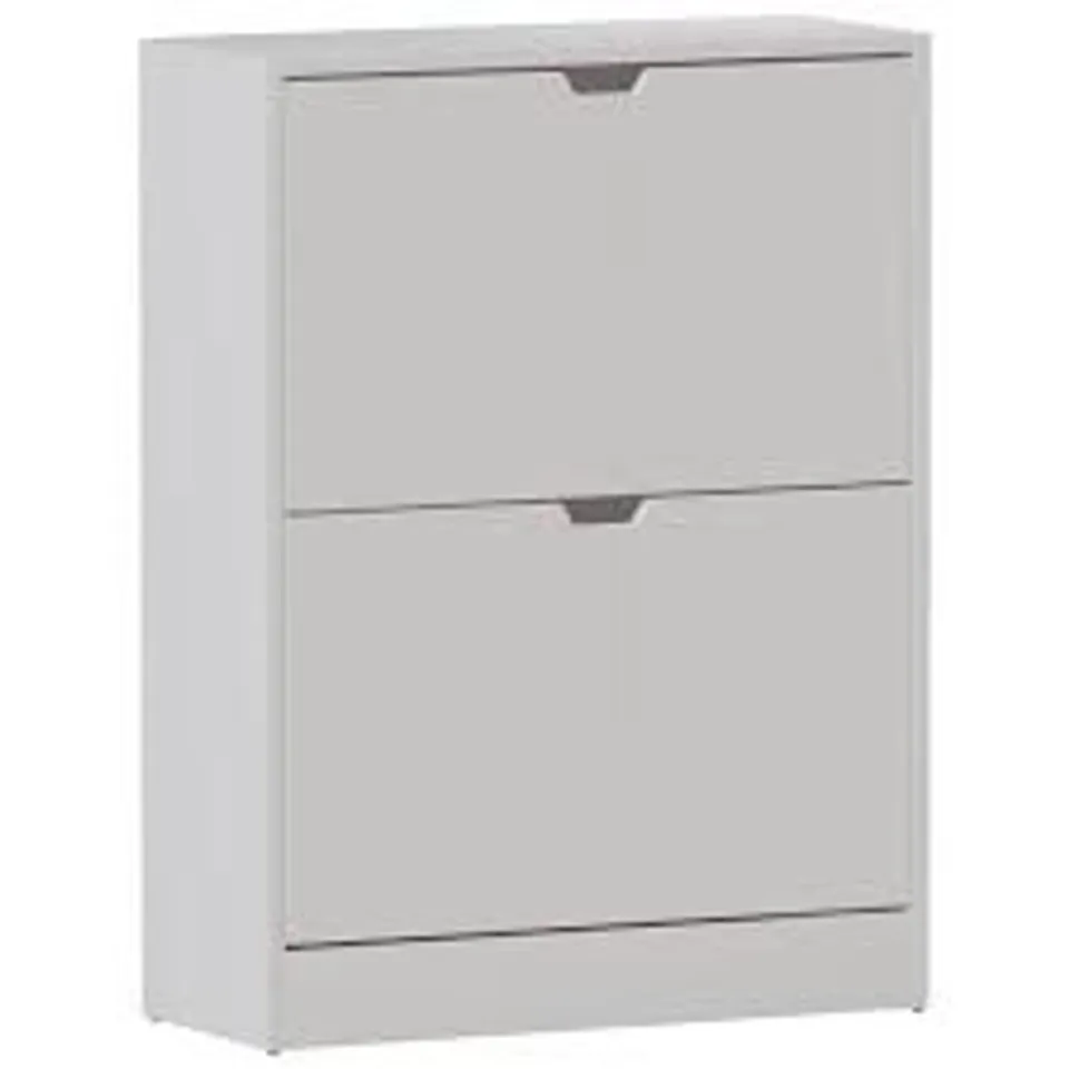 BOXED 2 DRAWER SHOE CABINET - WHITE (1 BOX)