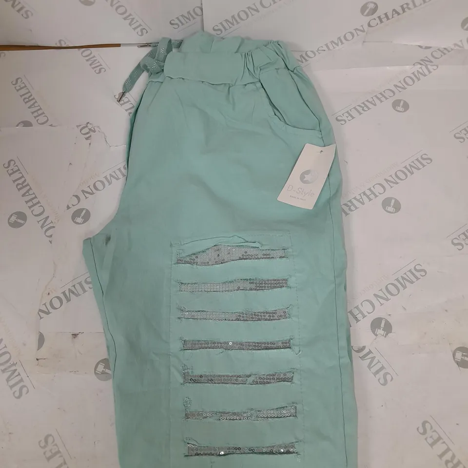 D-STYLE GREEN TROUSERS WITH SEQUIN EMBELISMENT SIZE XXXXL