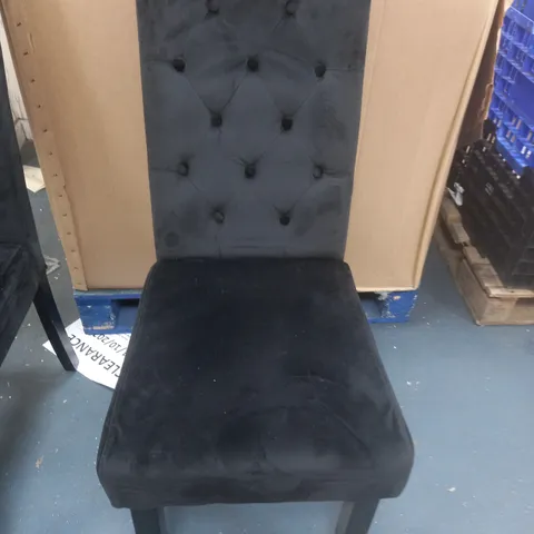 VELVET SCROLL BACK DINING CHAIR - BLACK - COLLECTION ONLY