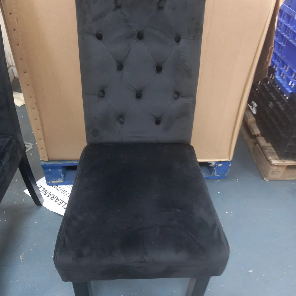 VELVET SCROLL BACK DINING CHAIR - BLACK - COLLECTION ONLY RRP £596