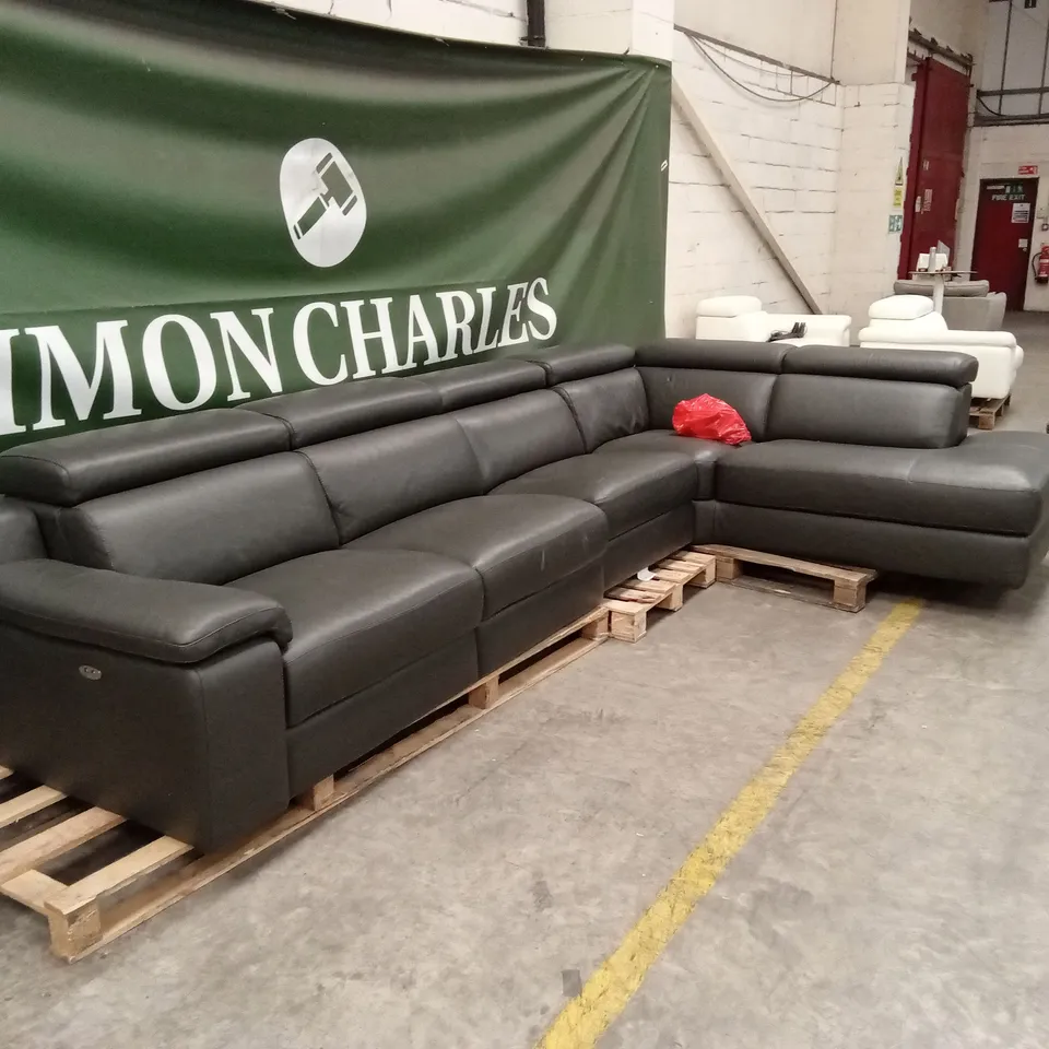 QUALITY DESIGNER ITALIAN MADE RICCARDO LEATHER ELECTRIC RECLINER CORNER SOFA