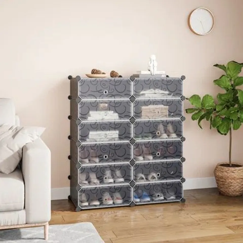 BOXED PLASTIC CUBE SHOE STORAGE ORGANISER (1 BOX)