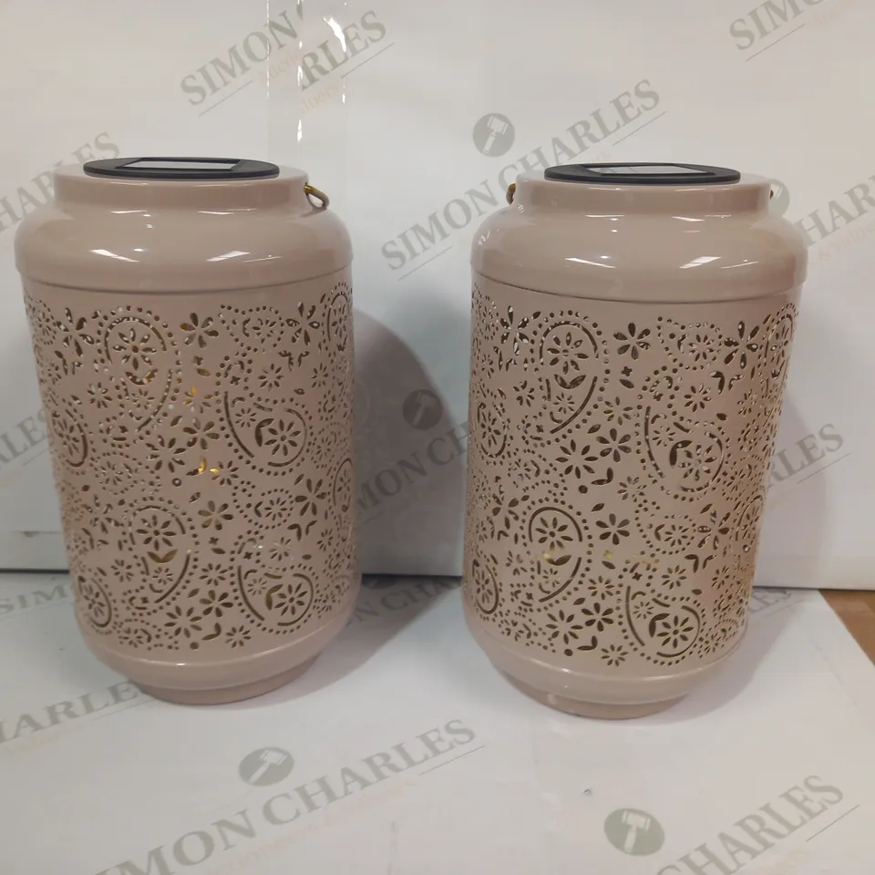 GARDEN REFLECTIONS SET OF 2 PATTERNED SOLAR LANTERNS