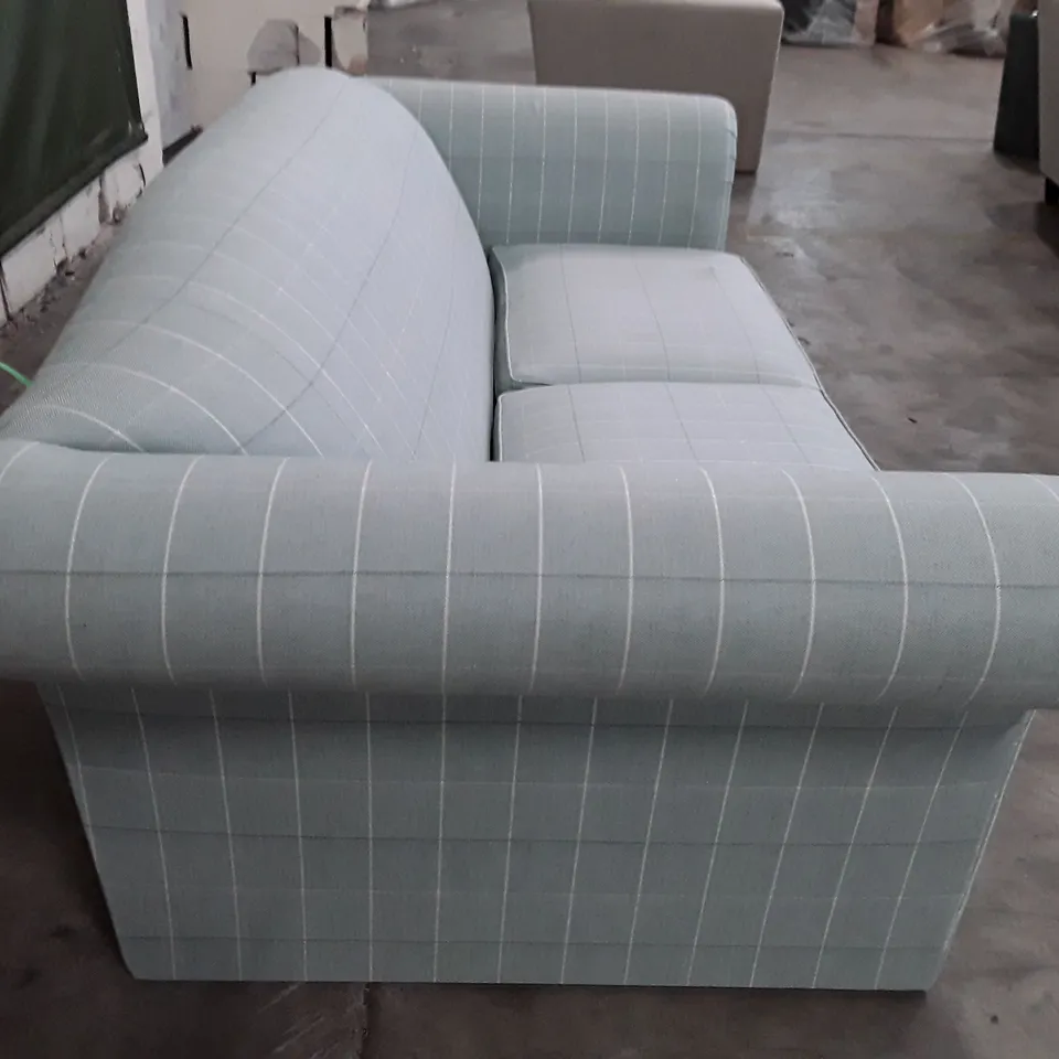 QUALITY DESIGNER 3 SEATER SOFA - LIGHT BLUE FABRIC