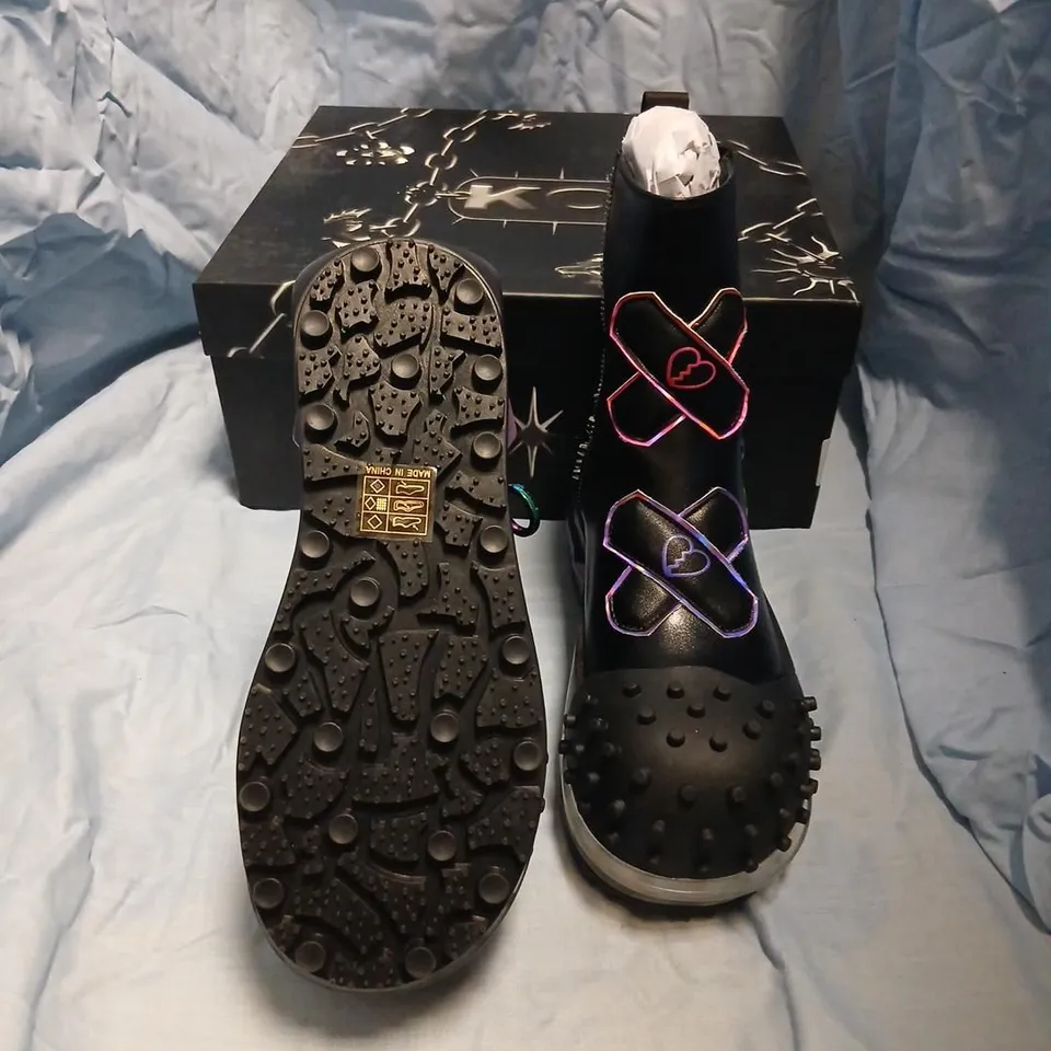 KOI CYBERPUNK BOOTS - BLACK, UK 3 (WOMEN) – STUDDED, SIDE ZIP