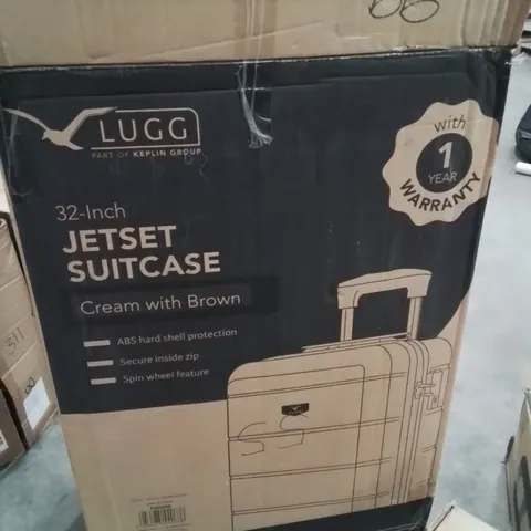 BOXED 32 INCH LUGG JETSET SUITCASE CREAM WITH BROWN 