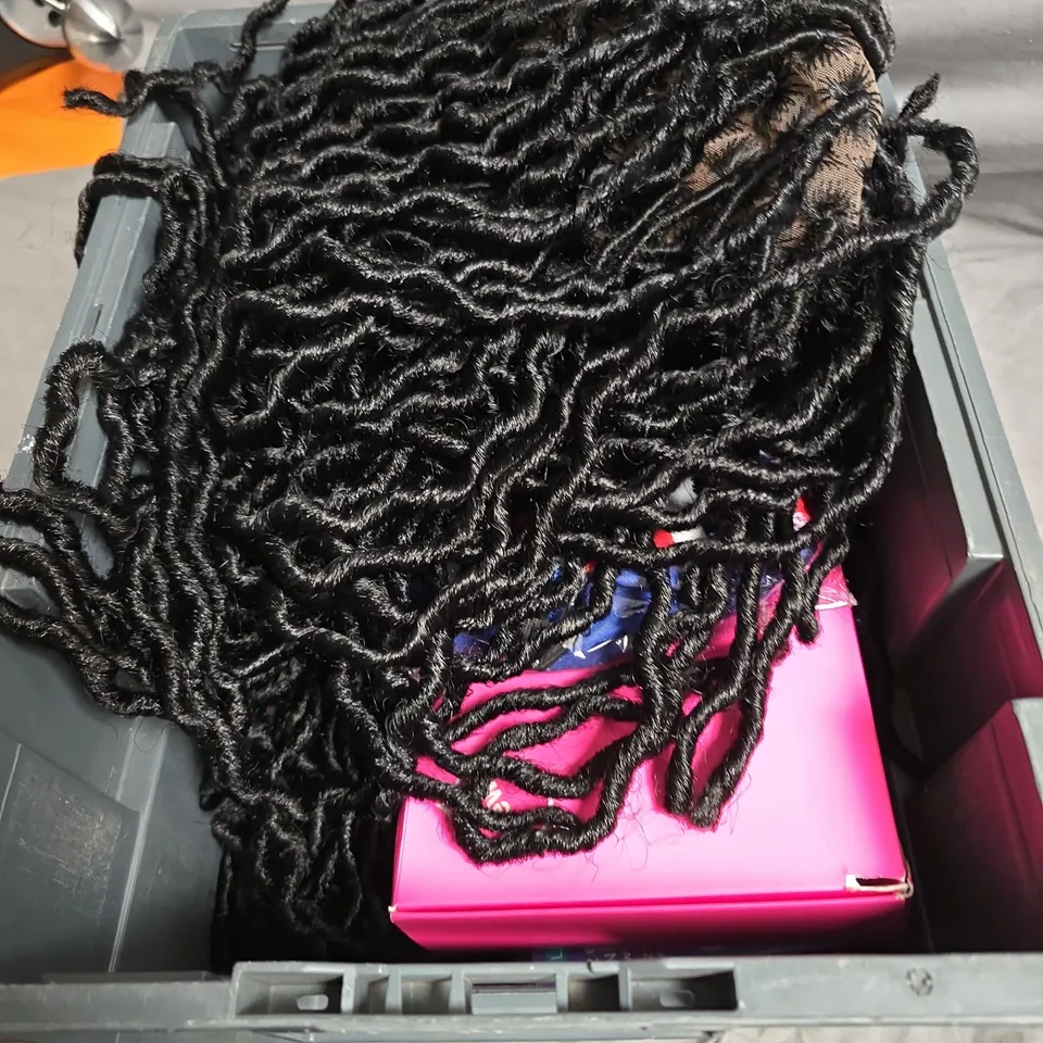 APPROXIMATELY 7 ASSORTED HEALTH AND BEAUTY PRODUCTS INCLUDING HIGH QUALITY FASHION WIG AND UNION JACK WASH BAG 