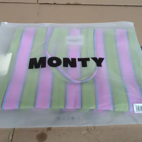 MONTY TOTE BAG – LARGE FLAMINGO & MATCHA STRIPES