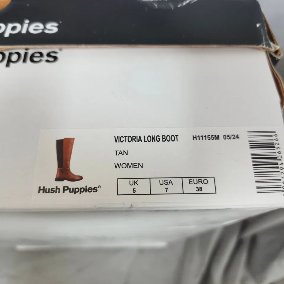 HUSH PUPPIES VICTORIA LONG BOOTS – WOMEN’S TAN LEATHER KNEE-HIGH BOOTS, UK 5