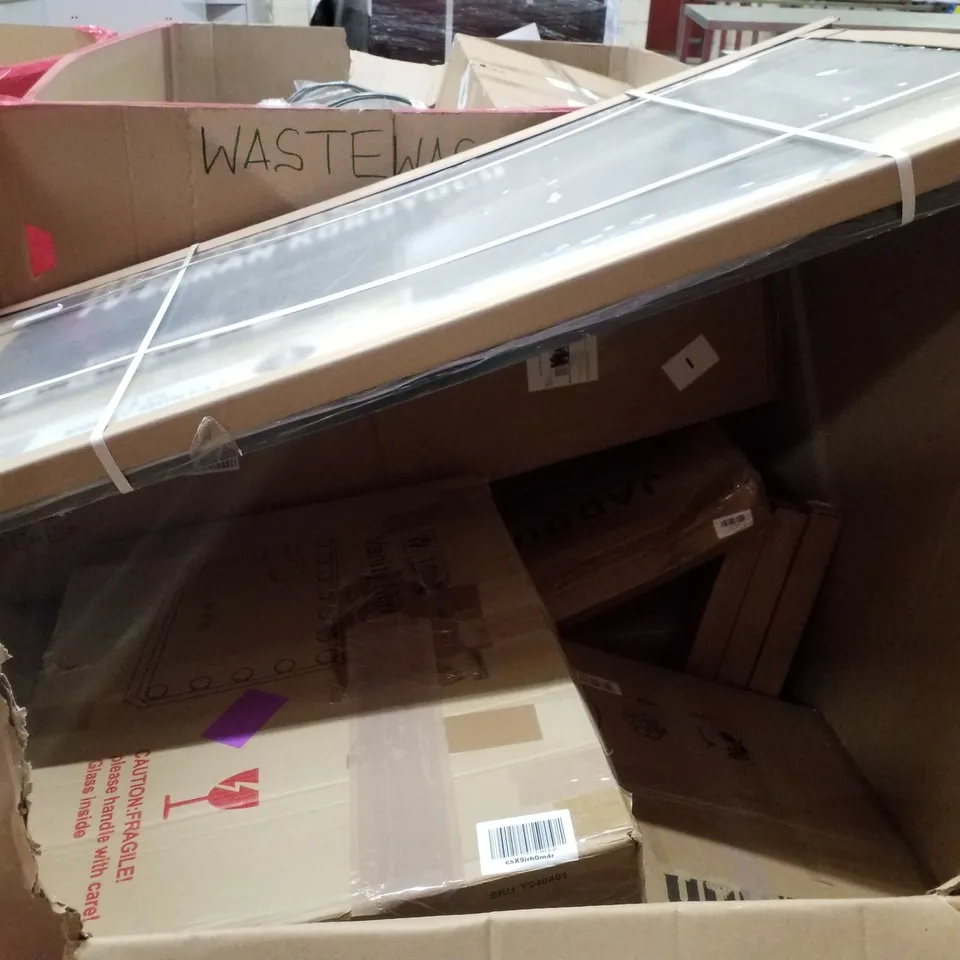 PALLET CONTAINING ASSORTED PRODUCTS INCLUDING SCREEN PROTECTOR, GARDEN HOSE REEL, BLADELESS PURIFIER & HEATER FAN & VOLLEYBALL NET 