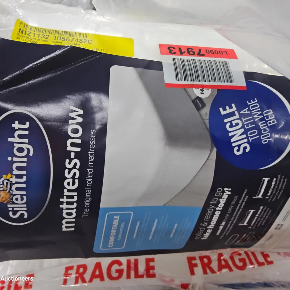 QUALITY BAGGED SILENTNIGHT MIRATEX ROLLED FOAM 3FT MATTRESS-NOW/