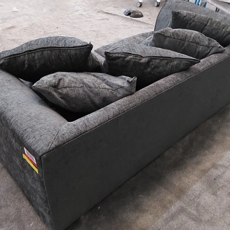 DESIGNER HOPFINGER 3-SEATER FABRIC UPHOLSTERED SOFA - CHARCOAL 