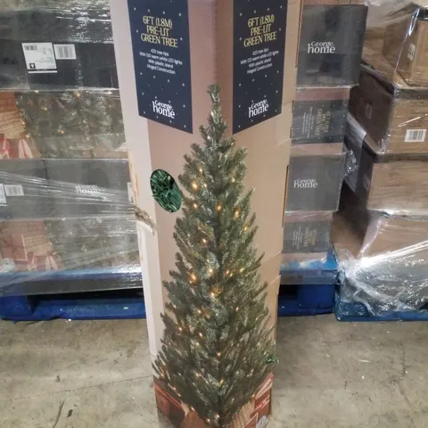 PALLET CONTAINING APPROXIMATELY 42 BRAND NEW 6FT PRE-LIT GREEN CHRISTMAS TREES
