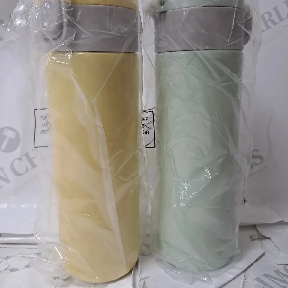 LOCK & LOCK SET OF 2 STAINLESS INSULATED DAILY POP PASTEL WATER BOTTLES