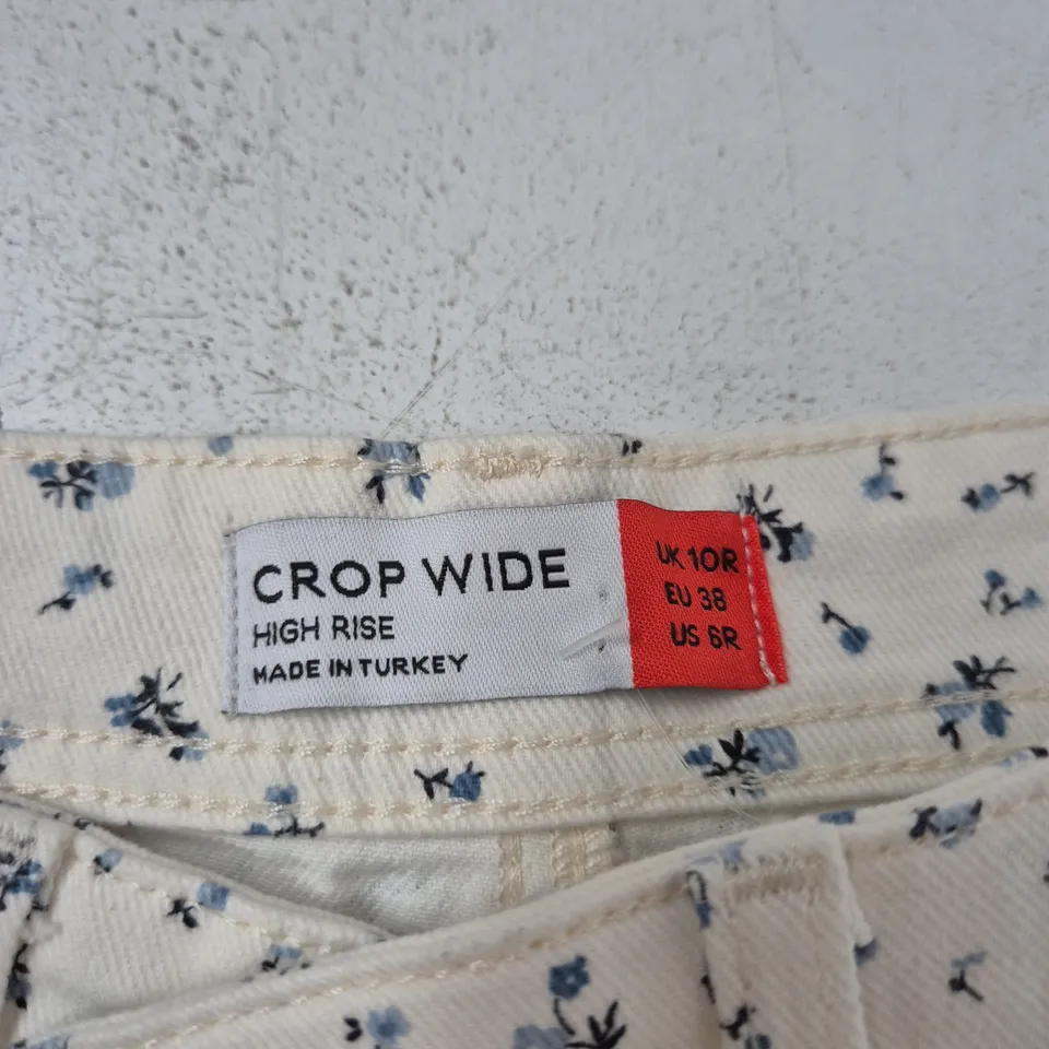 NEXT CROP WIDE HIGH RISE FLORAL TROUSERS – UK 10R (EU 38, US 6R)