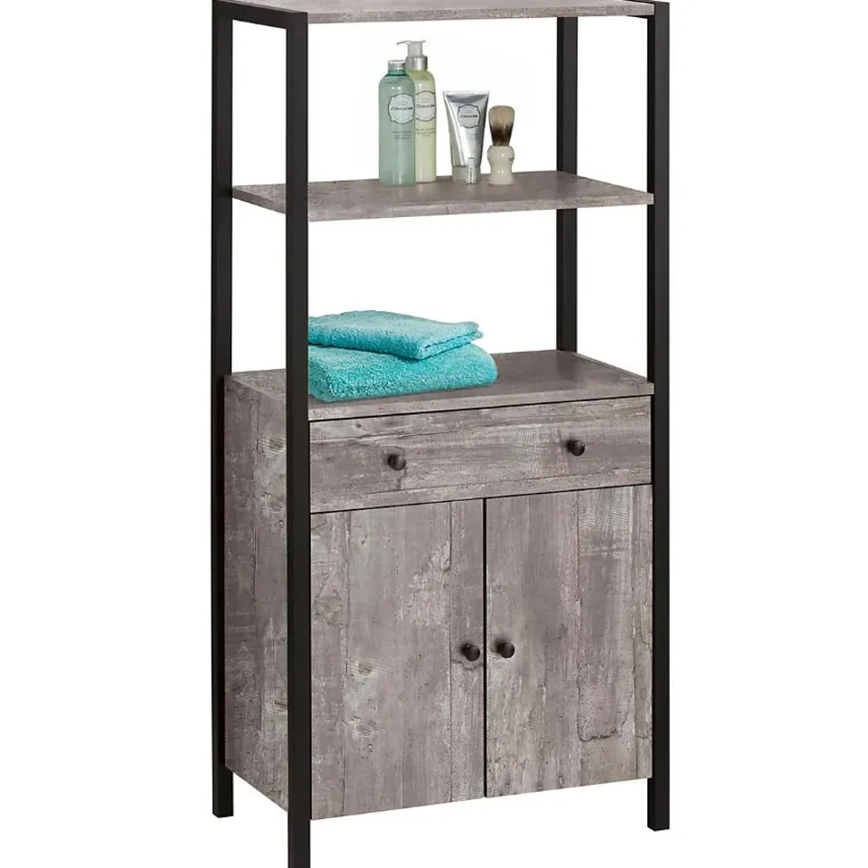 BOXED CHRIS VERTICO WITH 2 DOORS & 1 DRAWER IN CONCRETE LOOK (1 BOX)