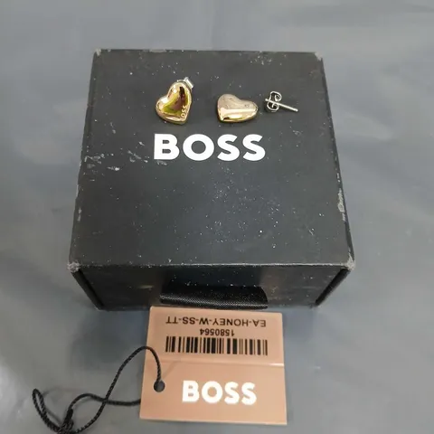 BOSS HONEY LIGHT YELLOW GOLD HEART EARRINGS